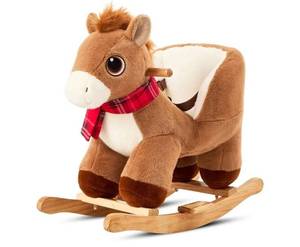 lot 13601 image: FUNLIO Pony Rocking Horse for Toddlers 6 Months to 3 Years, Cute Baby Rocking Horse with Safety Belt, Stuffed Plush Ride on Horse, Easy to Assemble Baby Rocker, Nursery, CPC & CE Certified - Brown