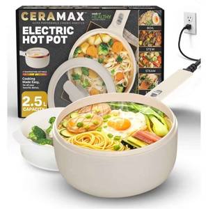 lot 13607 image: Ceramax 2.5L Electric Hot Pot w Ceramic Nonstick