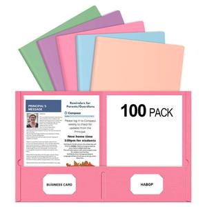 lot 13608 image: Habgp Two Pocket Folders 100 Pack Pastel Assorted