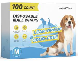 lot 13664 image: Wowflash Male Dog Belly Bands, 100 Count, Medium