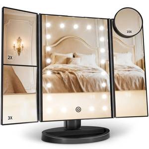 lot 13666 image: HUONUL Trifold Magnifying Vanity Mirror with LED Light