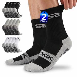 lot 14347 image: SB SOX Mens Grip Socks Non-Slip Athletic 2-Pair Black
