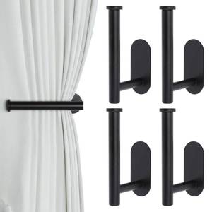 lot 14366 image: Groleca Adhesive Curtain Holdbacks, 4 Pack, Black