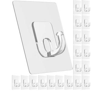 lot 14383 image: Latoxcaa Adhesive Hooks 33lb Capacity Clear 20 Pack