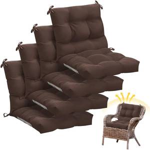 lot 17411 image: Marsui 4-Pc Outdoor Chair Cushions Brown  Retail $128.99 (actual color is tan)