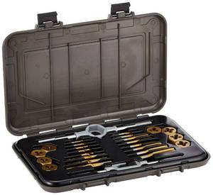 lot 17429 image: Mibro 26-Piece Titanium Nitride Tap, Die, and Drill Set