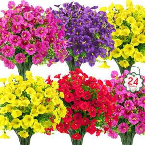 lot 17451 image: Ouddy Decor 24 Pc Artificial Morning Glory Flowers 14.2in