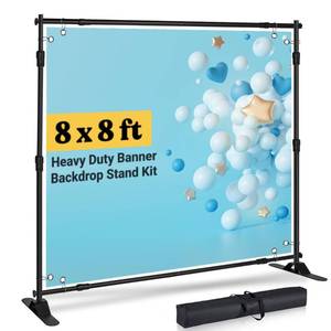 lot 19661 image: T-Sign Photo Backdrop Stand 8x8 ft, Heavy Duty Adjustable Banner Holder