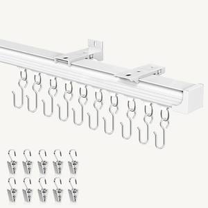 lot 19663 image: Ceiling Curtain Track White 15-18 ft Heavy Duty CeilingWall Mount Rail