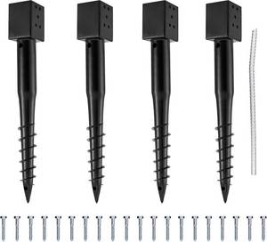 lot 19665 image: (Set of 4) LADECH Premium No Dig Ground Anchor �� DIY Screw in Post Stake �� 27 Inch �� Fits Standard 4x4 Post (3.5 X 3.5 Inch) �� Great for Mailbox Posts and Fence Posts