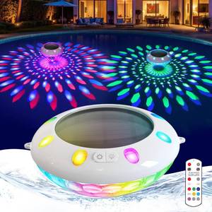 lot 19707 image: Covfirst Floating Pool Lights Soalr Powered wRemote, 6.5 Top to Bottom Dynamic Color Changing Pool Lights that Float, IP68 Waterproof Solar Floating Light for Pond Wedding Garden Decoration(1)
