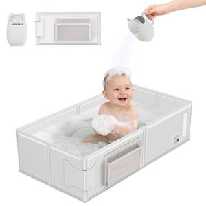 lot 19711 image: Baby Bathtub, Portable Bathtub with Cat-Patterned Bath Rinse Cup,Foldable Bath Tub for Small Bathroom,Toddler Tub for 6M-5Y,Ideal for Baby Travel Essentials & Baby Shower Gifts