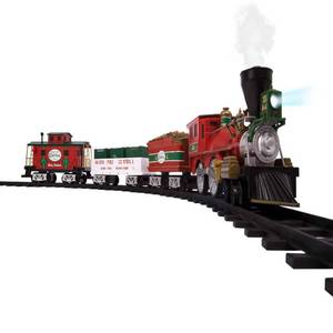 lot 19726 image: Lionel North Pole Central RTP Set with Bluetooth Battery Operated Plastic Train Playset, 37 Pieces