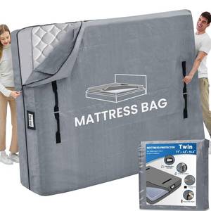 lot 19738 image: Mattress Bags for Moving and Storage, BETU Twin Mattress Protector Waterproof Mattress Cover with 8 Heavy Duty Handles and Zipper Extra Thick Moving Supplies for Dorm Bed Reusable (77x42x13.5 Grey)