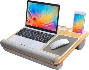 lot 19747 image: HUANUO Lap Desk - Fits up to 17 inches Laptop Desk, Woodgrain
