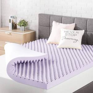 lot 19758 image: Best Price Mattress 3 Inch Egg Crate Memory Foam Mattress Topper with Soothing Lavender Infusion, CertiPUR-US Certified, Dorm Essentials, Queen