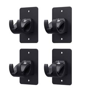 lot 20076 image: 4 Pieces Self Adhesive Curtain Rod Bracket, Universal Plastic Curtain Rod Holders, No Drill Curtain Rod Brackets Curtain Rod Hooks for Bathroom, Bedroom, Livingroom, Kitchen (Black) (3 Pcs Used)