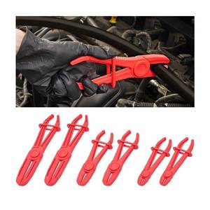 lot 20090 image: zipelo Hose Clamp Pliers, 6 Pack 3 Size Line Pinch Clamps Set, Plastic Hose Pinching Off Pliers for Automotive Radiator, Brake, Gas, Coolant Hoses and Fuel Lines (Red)