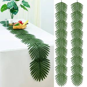 lot 20100 image: Breling 2 Pcs Artificial Palm Leaves Table Runners 72 Tropical Party Decor