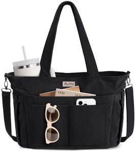 lot 20117 image: Bagstellar Corduroy Tote Bag for Women, 17 Pockets Laptop Work Tote Purse