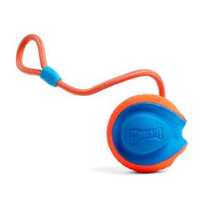 lot 20131 image: Chuckit Rope Fetch Dog Toy, Ball on Rope, Durable EVA Rubber, 5.5-in