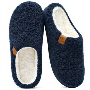 lot 20133 image: Evshine Memory Foam Fuzzy Slippers for Women Curly Fleece House Shoes Size 9.5 (Slightly Worn)