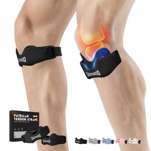 lot 20136 image: GOUNOD Patellar Tendon Support Strap 2 Pack,Silicone Knee Strap for Knee Pain Relief,Patella Band for Basketball, Jumpers Knee, Tendonitis, Running, Hiking, Soccer, Osgood Schlatter��Black��