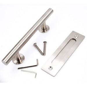 lot 1003 image: Goldenwarm Sliding Barn Door Handle Set 12 in Brushed Nickel