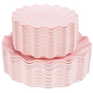 lot 1638 image: LIYH 50 Pcs Pink Plastic Plates Reusable - Durable and Dishwasher Safe Baby Shower Plates Wavy Daisy Plastic Flower Plate for Party Wedding Birthday Picnics BPA Free (25Guests)