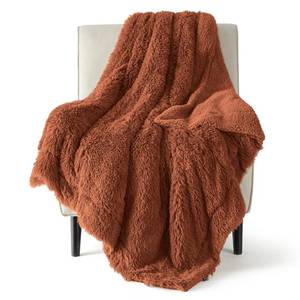 lot 1641 image: Bedsure Faux Fur Fluffy Sherpa Blanket Couch Throw Burnt Orange 50x60