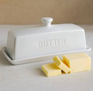 lot 1679 image: WERTIOO Butter Dish With Lid for Countertop,Butter Tray,Ceramic-White