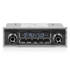lot 1695 image: Retro Vintage Radio for Classic Vehicle - Single Din Bluetooth Car Stereo