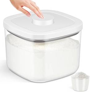 lot 1707 image: TBMAXS Airtight Rice Container 10 Lbs, Clear Plastic Food Storage Container Bin For Flour Sugar, Dry Food Holder with Easy Locking Lid for Kitchen Pantry Organization and Storage