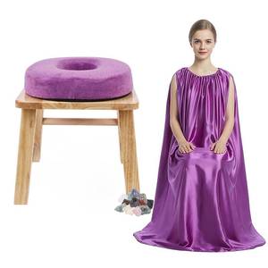 lot 1719 image: Yoni Steamer for Women, Wooden V Steam at Home Kit with Gown, Cushion