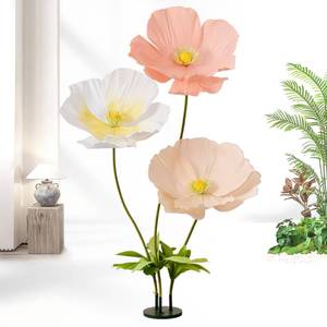lot 1721 image: Artificial Flowers Decorations 5.58ft Fake Paper Poppy Flower for Standing Reception Wedding Arrangements Mothers Day Party Banquet Background Decor (Combodiam)