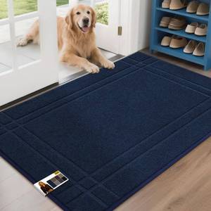 lot 1724 image: JSEI Door Mat for Entrance 32x48, Dirt Trapper Doormat, Navy Blue