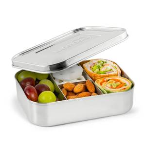 lot 2004 image: LunchBots Small Stainless Steel Kids Bento Box 4-Section 16oz