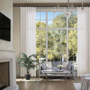 lot 2005 image: Extra Long Pinch Pleated Natural Cream Ivory Linen Curtains 126 Inches Long for Living Room Ceiling Bedroom Light Filtering Semi Sheer Pinch Pleat Hooks Rings Back Tab Window Curtains 40x126 1 Panel