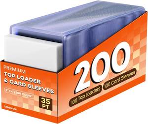 lot 2026 image: A 200 Card Sleeves Top Loaders for Cards, 3 x 4 Hard Plastic Toploaders