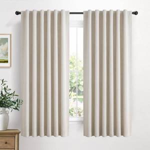 lot 2044 image: Linen Total Blackout Curtains for Bedroom Living Room 63 Inch, Cream