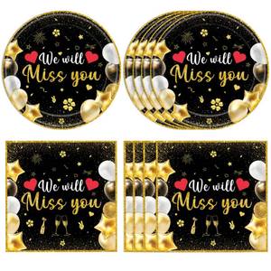 lot 2045 image: Mainivo 40Pcs We Will Miss You Decorations Farewell Party Disposable Tableware Paper Plates and Napkins Kit Going Away, Retirement, Coworkers Leaving, Goodbye, Moving Away Party Decorations Supplies