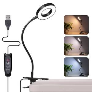 lot 2052 image: Foneso Desk Lamp Clip on Light, 48 LED USB Lamp with 3 Color Modes 10 Brightness Levels, 360° Flexible Gooseneck Eye Protection Bed Night Light for Reading, Makeup, Craft (Black)