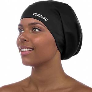 lot 2062 image: YOGINGO Extra Large Swim Cap - Swim Cap for Long Hair, Dreadlocks, Weaves, Hair Extensions, Braids, Curls & Afros - Silicone Swimming Cap for Women & Men, Keep Hair Dry (XL)