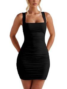 lot 2389 image: BORIFLORS Womens Sexy Bodycon Corset Mini Dresses,L,Black