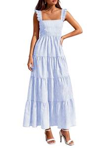 lot 2423 image: PRETTYGARDEN Womens Summer Striped Maxi Sun Dresses (Light Blue,X-Large)