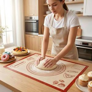 lot 2431 image: Non-slip Silicone Pastry Baking Mat 28x 20 Extra Thick for Pastry Bread