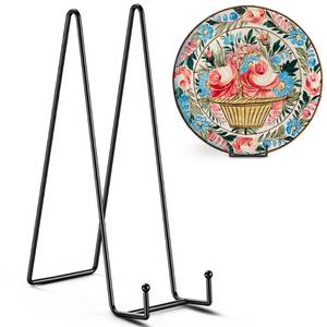 lot 2434 image: TR-LIFE 14 Inch Black Metal Plate Stand (3 Pack) - Heavy Duty Display Easel Holder for Large Picture Frames, Plates and Signs