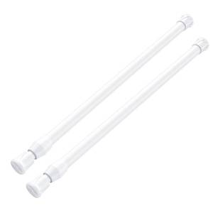 lot 2435 image: MEXAU White Tension Curtain Rod 16 - 28 inch Spring Tension Rod Curtain Rod Adjustable Spring Rod Extendable Tension Rod for Kitchen, Bathroom, Window, Closet.