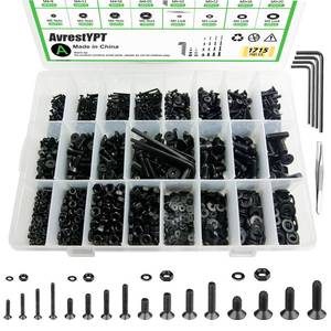 lot 2440 image: 1715Pcs M2 M3 M4 M5 Screw Kit - 3D Printer Mini Screw, Allen HeadFlat HeadCountersunk BoltScrews, Metric Bolts Assortment, Black Nuts and Bolts for Mechanical Hardware