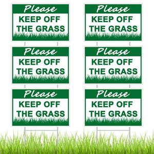 lot 2455 image: A 6 Pcs Please Keep off Grass Sign, 8 x 12 Inch